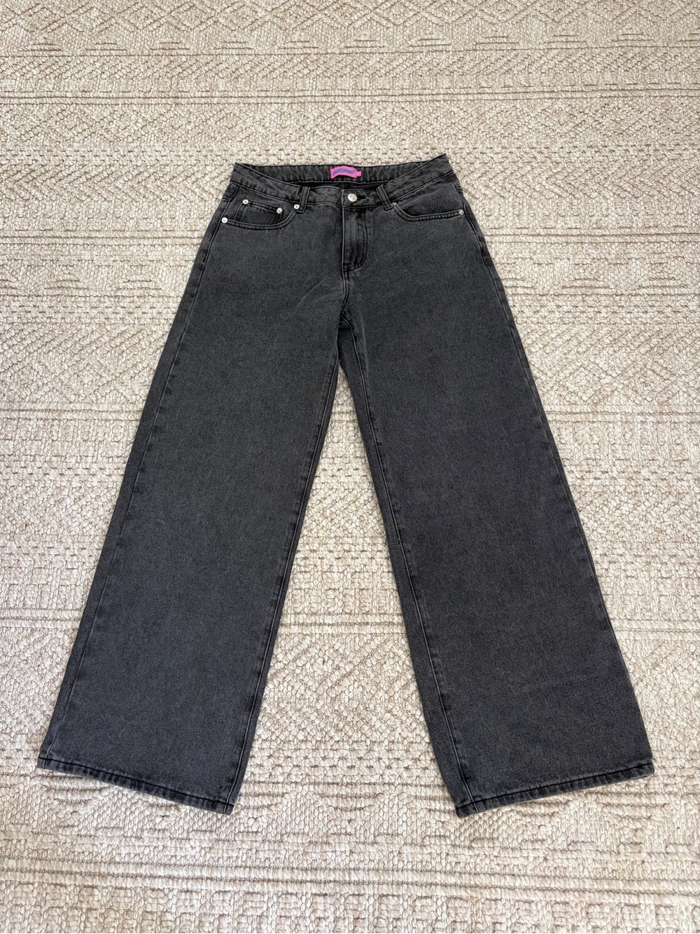 Edikted Wide-Leg Jeans in Charcoal Black